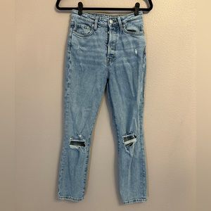 & Denim from H&M / Mom Jeans Ultra High Waist, Button Fly / Size 4 / Blue Color